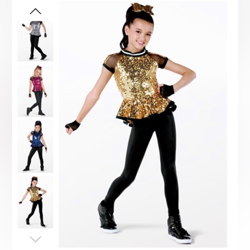 Weissman It’s Tricky Gold Peplum Hip Hop Dance Costume Style 12079